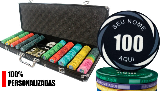 Maleta com 500 Fichas de Poker Personalizadas em Cerâmica - A6